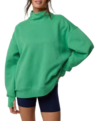 Sweatshirt Høy Hals Droppet Skulder Ensfarget