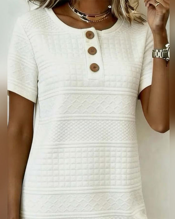 Kjole Trekneppet Jacquard Rett