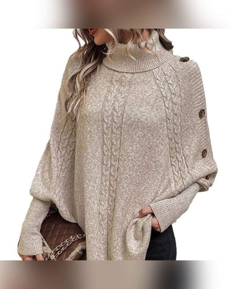 Genser Turtleneck Uregelmessig Flette Knapp