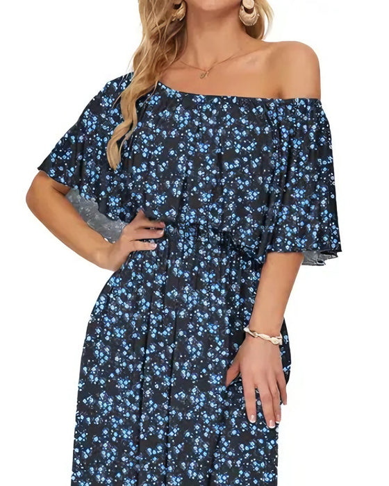 Kjole Elegant Blekkvask Blomstret Maxi