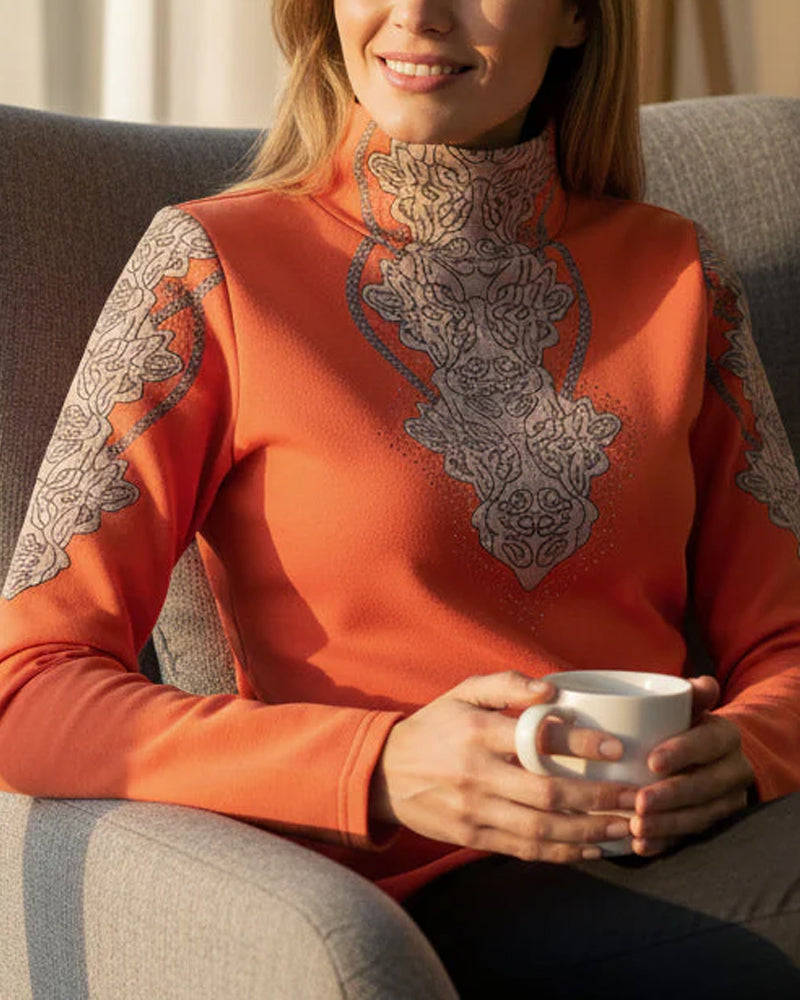 Topp Elegant Trykt Tettsittende Kvinner Ståkrage