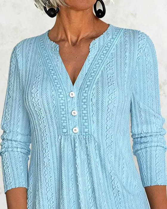 Bluse Solid Knapp Casual