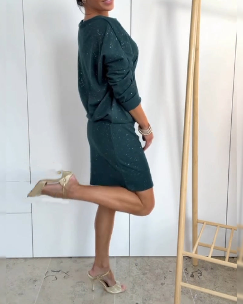 Kjole Rund Hals Fin Glitter Modisk