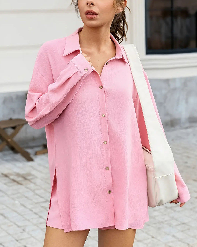 Sett Løs Passform Off-Shoulder Casual
