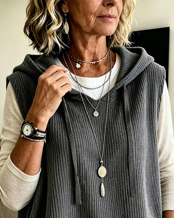 Tanktop Med Hetta Ribbet Snøring Pullover