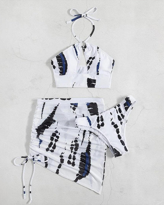 Sexy badedrakt med halterneck-utringning i tre deler