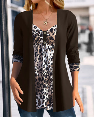 Topp Falsk Todelt Leopardprint