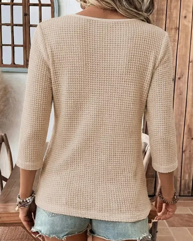 Bluse V-Hals Casual Solid