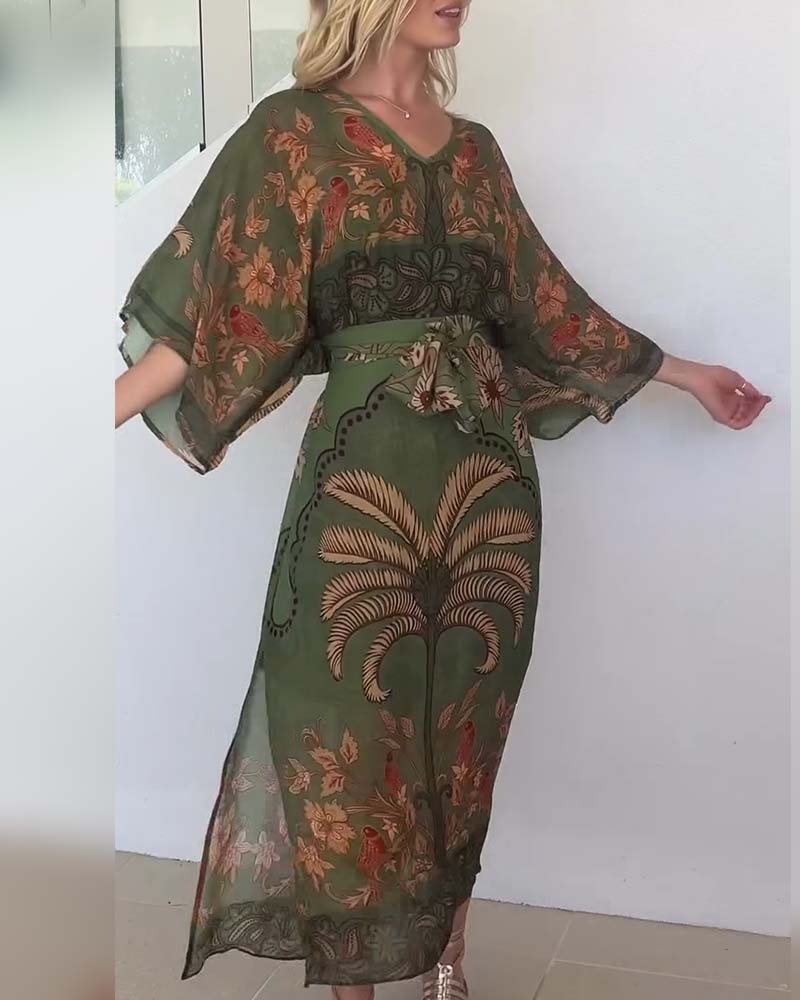 Kjole Trykt V-Hals Resort