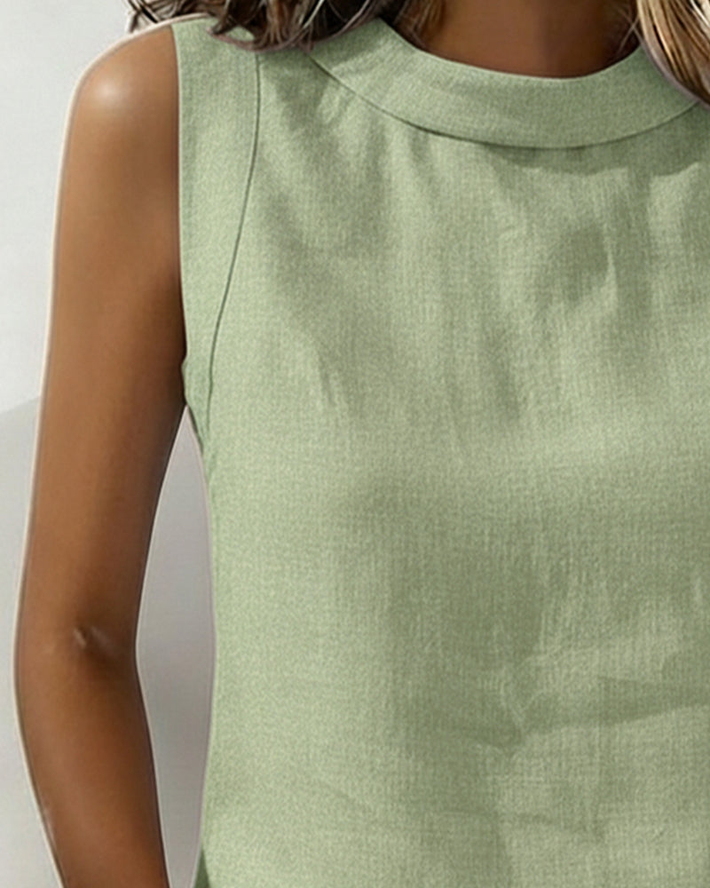 Bluse Ren Bomull Krage Ermløs