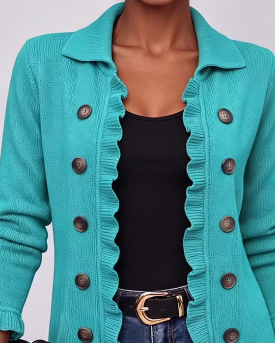 Cardigan Jakkeslag Ruffle Knapp