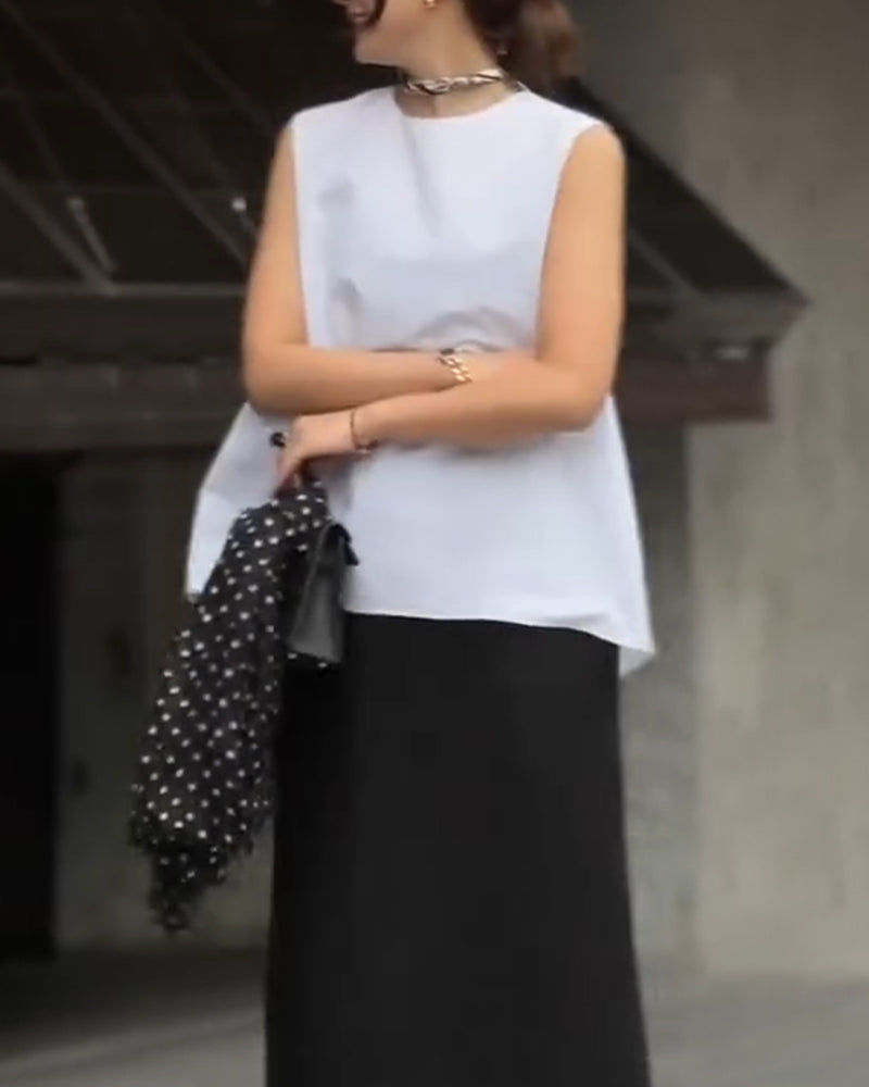 Bluse Med Uregelmessig Ermeløs Vest