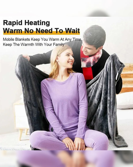 Teppe USB Oppvarmet Flanell Sjal - Bærbar Justerbar Elektrisk
