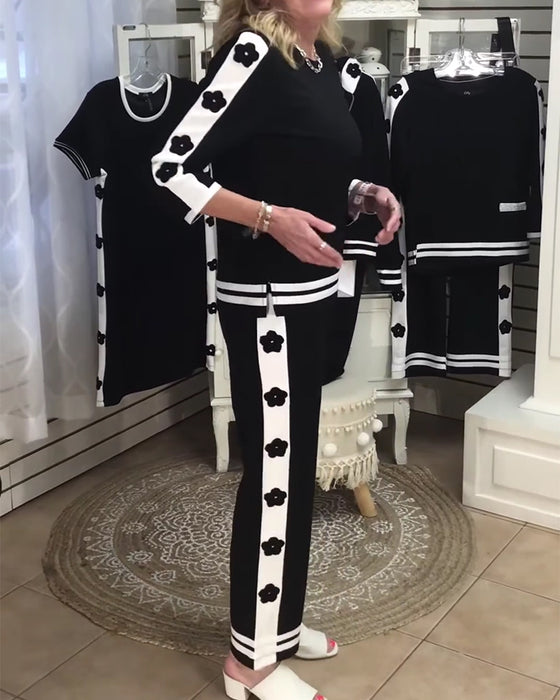 Todelt Sett Fargeblokkert Casual Rett Ben Bukse