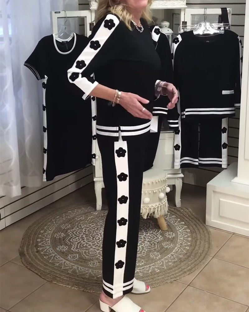 Todelt Sett Fargeblokkert Casual Rett Ben Bukse