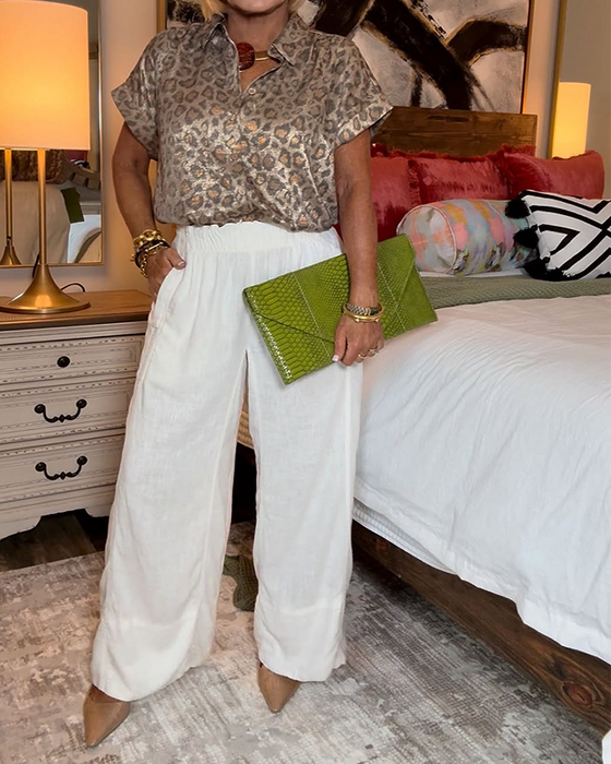 Bluse avslappet leopardprint