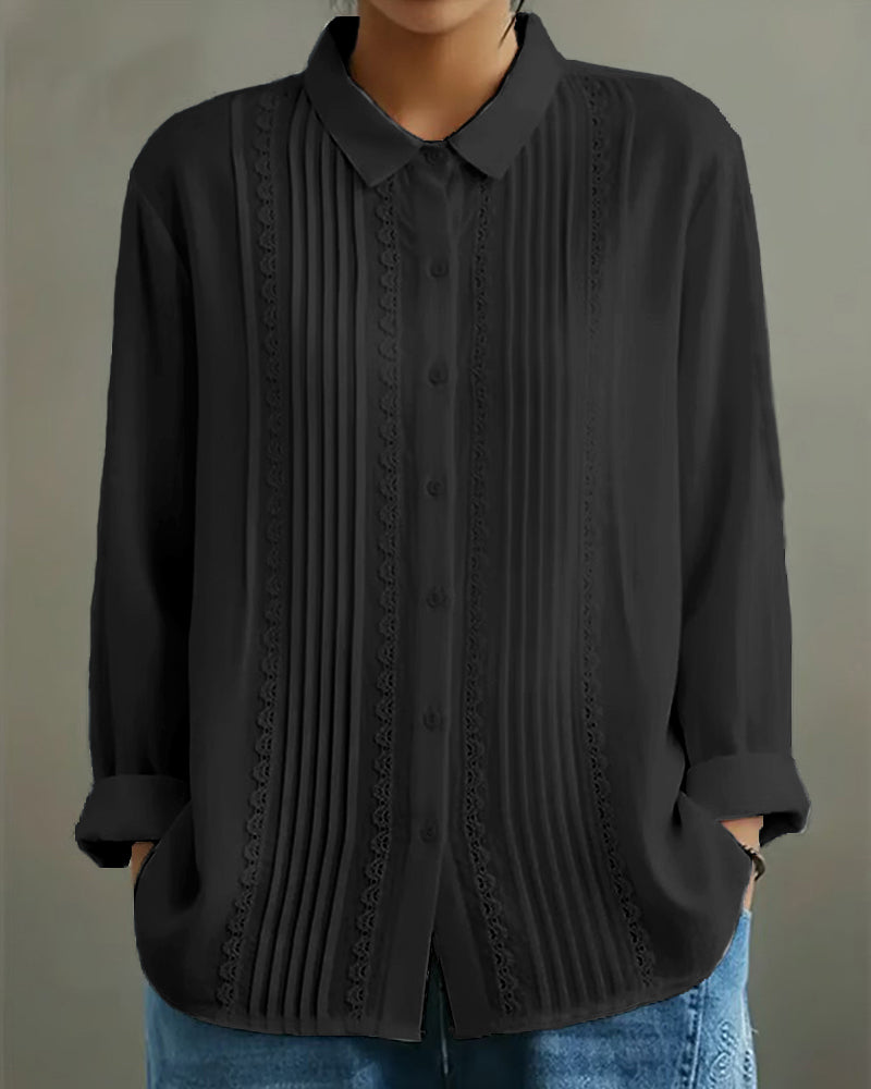 Skjorte Dukkekrage Ensfarget Langermet