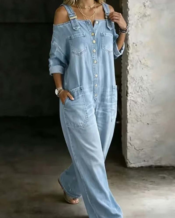 Jumpsuit Spagettistropp Kald Skulder Vida Ben Denim