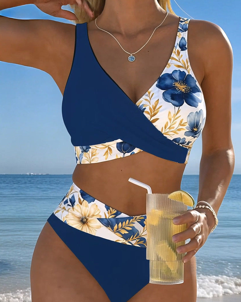 Bikini Blomstret Fargeblokk Lappeteppe