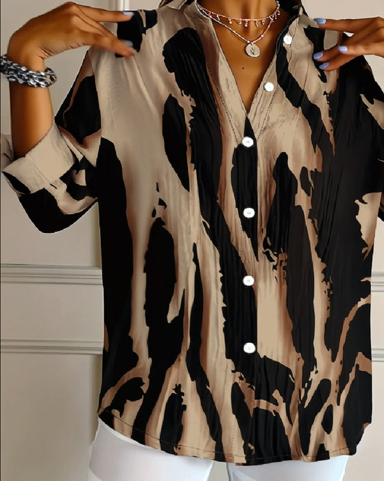 Bluse Ståkrage Uregelmessig Trykket