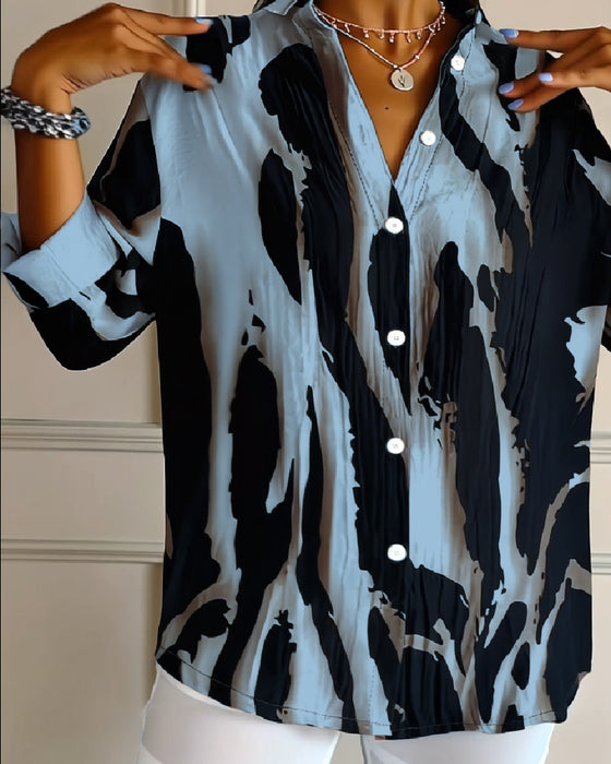 Bluse Ståkrage Uregelmessig Trykket