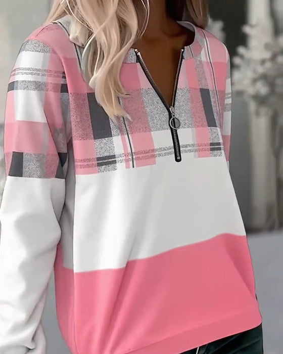 Genser Avslappet Rutete Kontrastfarge