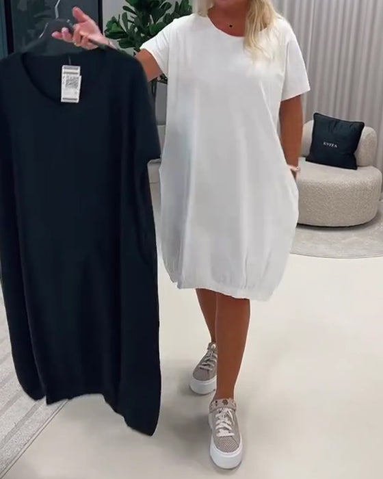 Kjole Kortærme Rund Hals Loose-Fit