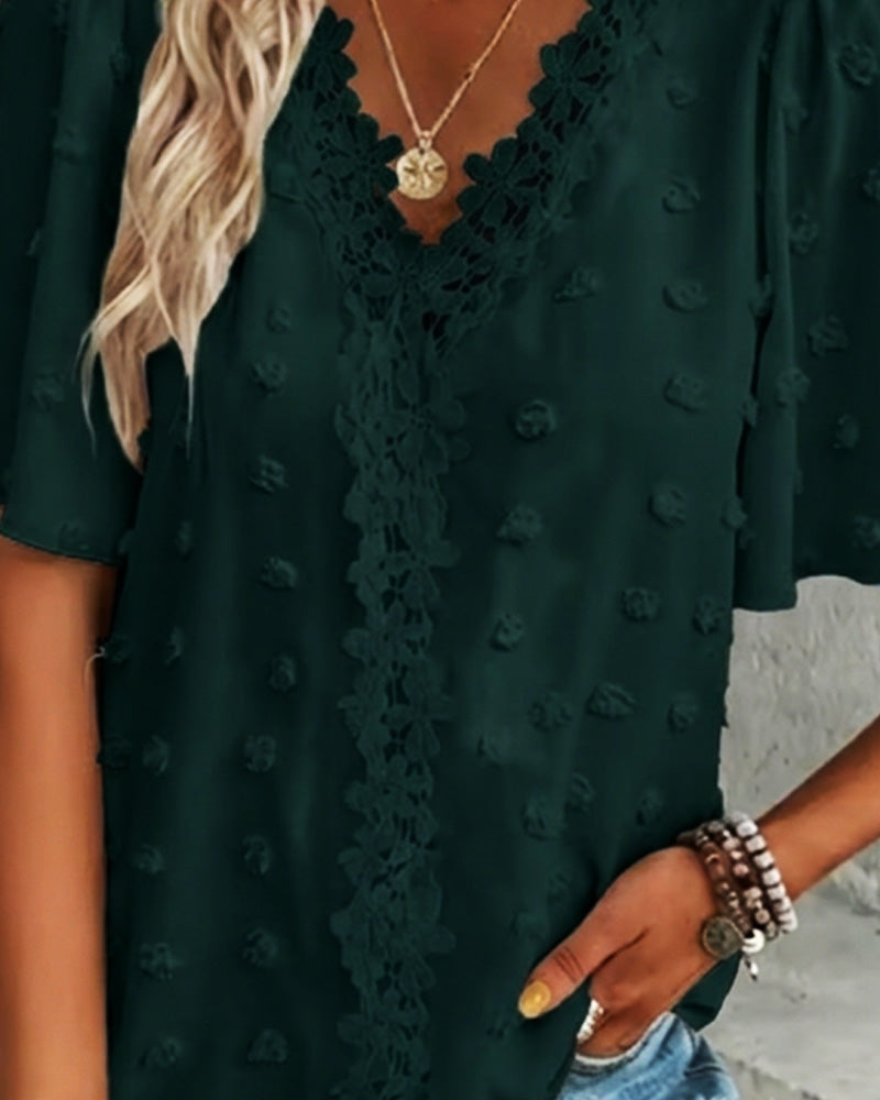 Bluse Sammenføyd Jacquard Rysjeerme