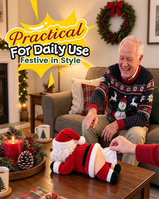 🎅😂 Morsomt Lommetørkleboks-trekk i Julenissedesign