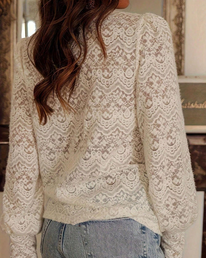 Bluse Langermet Ensfarget V-Hals Blonde