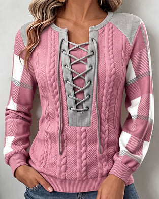 Sweatshirt Rund Hals Stropper Rutete Trykk