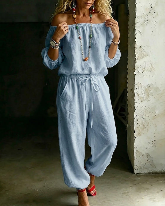 Jumpsuit Off-Shoulder Knyt Midje Innsnørt Midje