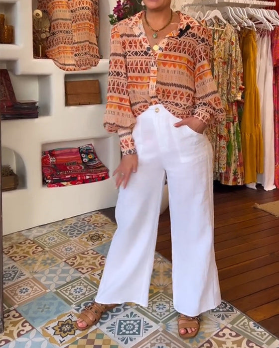 Skjorte med jakkeslag og retrotrykk