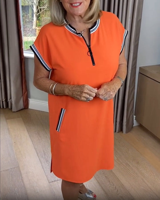 Kjole Halvglidelås Kontrastfarge Sport