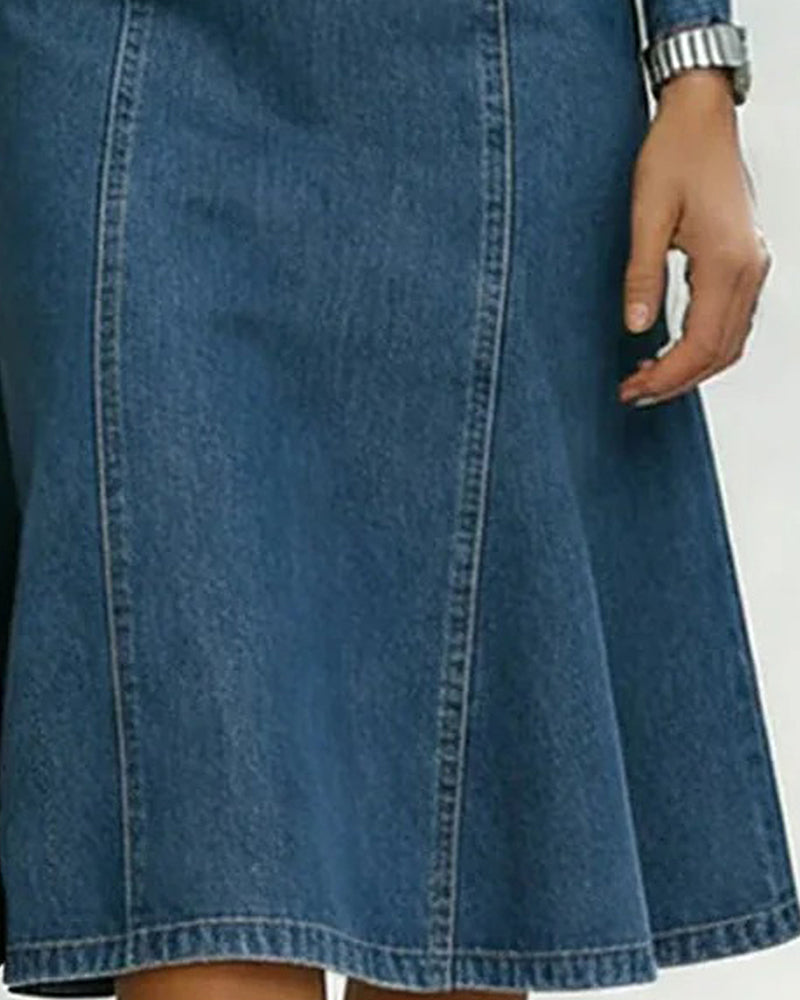 Kjole Med Mesh- Og Denimpatchwork