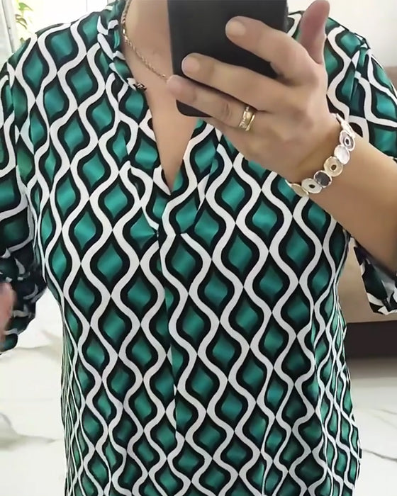 Skjorte Trykt Geometrisk V-hals