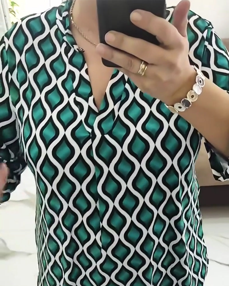 Skjorte Trykt Geometrisk V-hals