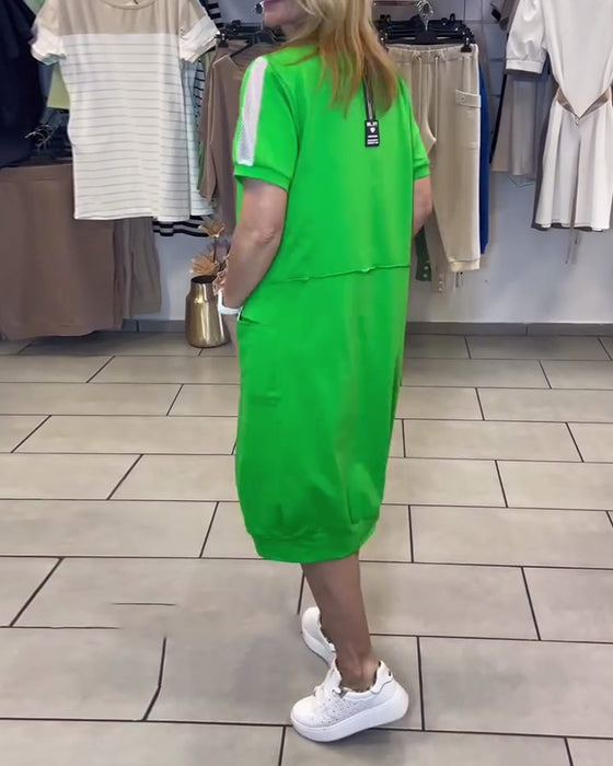 Kjole Kortermet Mønstret Rett