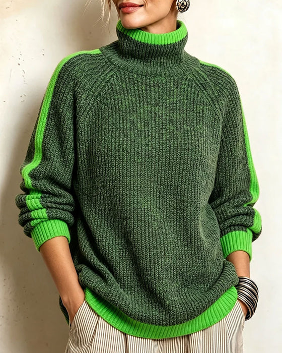 Genser Turtleneck Kontrast Raglan Erme