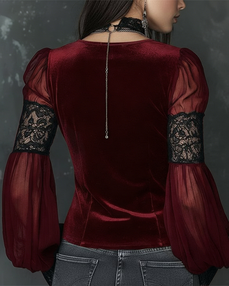 Bluse Kneppet V-Hals Puf ermet