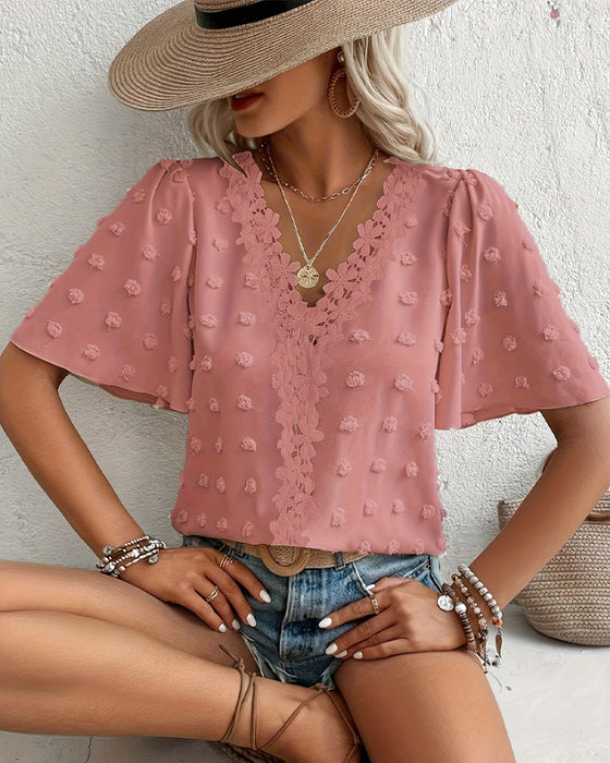 Bluse Sammenføyd Jacquard Rysjeerme