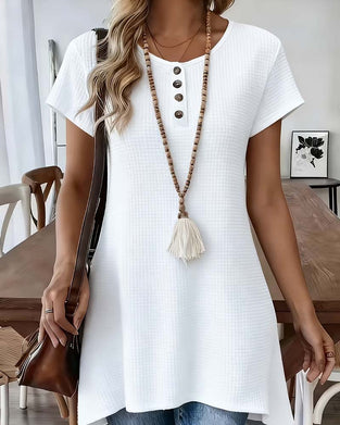 T-Skjorte Vaffel Henley Hals Midi