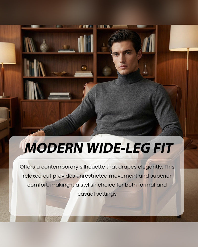 Bukser Herre Avslappet Plissert Bredt Ben