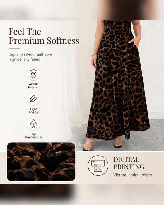Kjole Avslappet Leopard Maxi