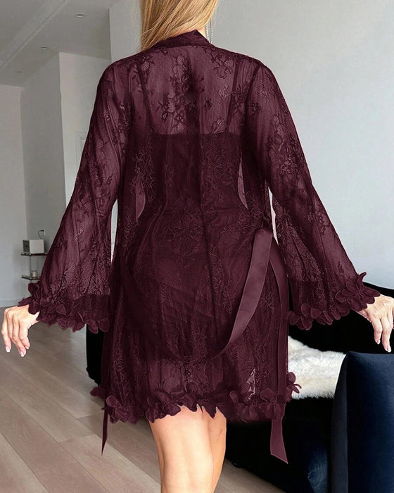 Kjole Blonde Dekke Spagettistropp Blondekant Pyjamas