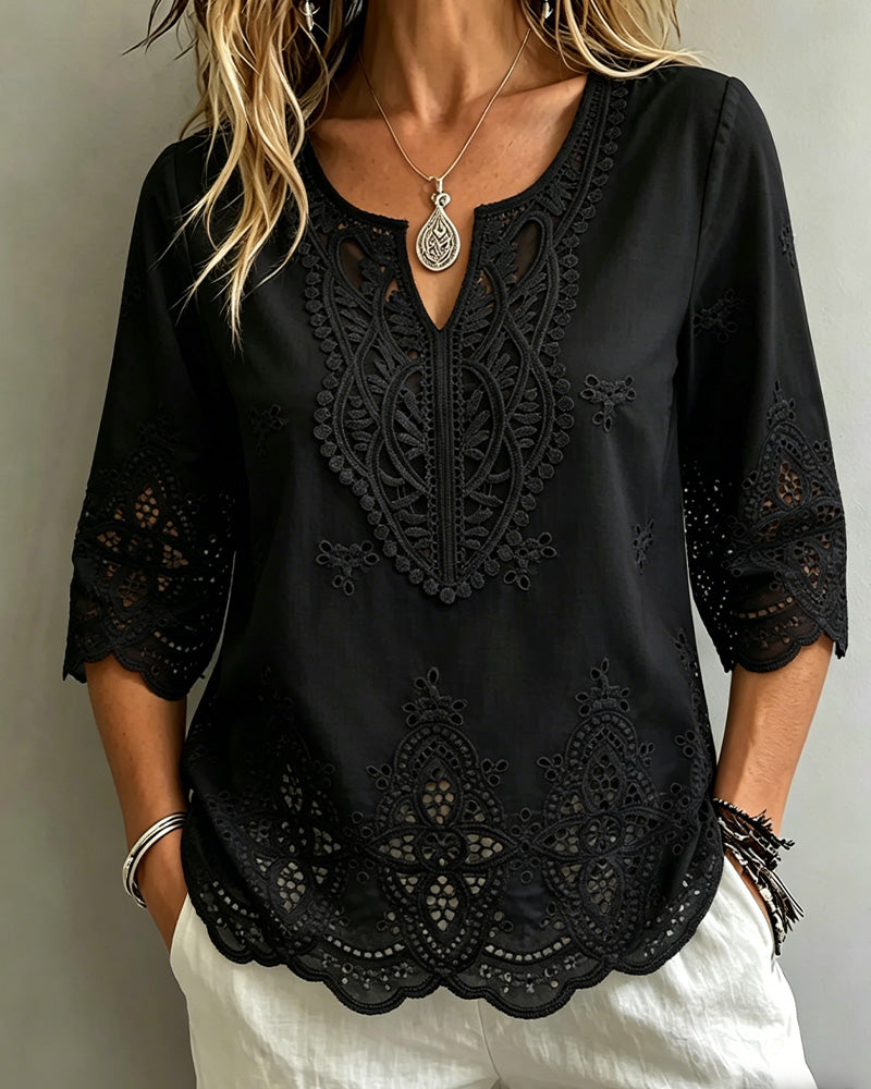 Bluser Sexy Gjennombrutt Blonde V-Hals
