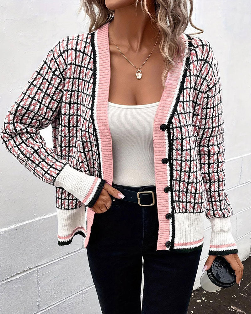 Cardigan Vintage Rutet Knapprekke