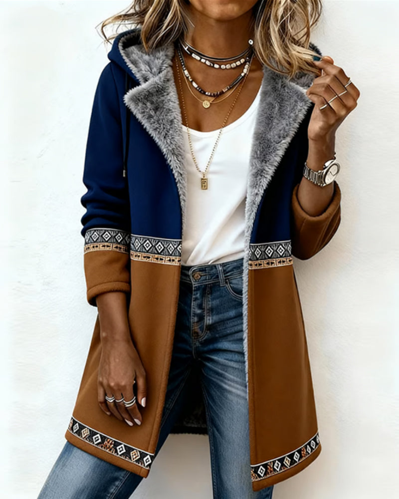 Fashionabel Langermet Frakk Med Hette