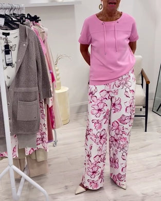 T-Skjorte Rund Hals Snor Ensfarget Kort Erm