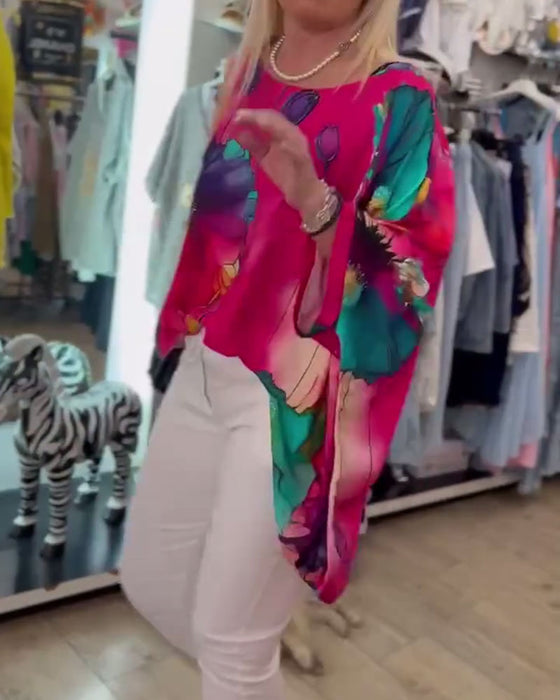 Bluse Flagermuserme Halvermet Trykk